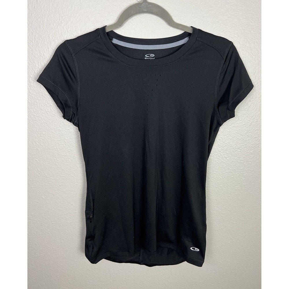 Champion DuoDry Active Wear T-Shirt Crew Neck Short Sleeve Black XS